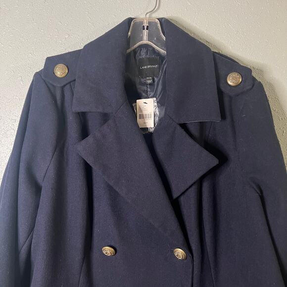 NWT Lane Bryant Women P Coat Navy Blue with Brass Buttons 22/24 Heavy Winter - Picture 4 of 14